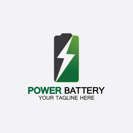 Power Battery Logo icon vector illustration Design Template.Battery Charging vector icon.Battery power and flash lightning bolt logoのイラスト素材