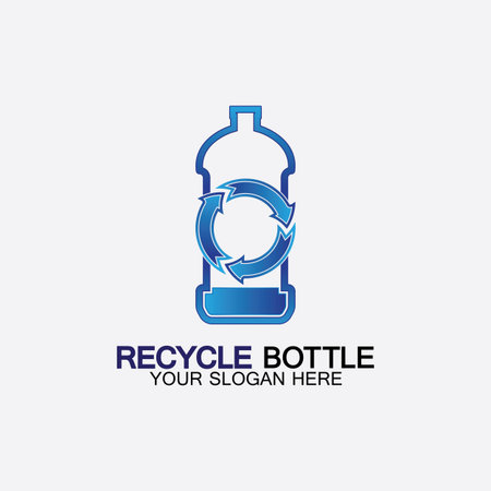 Recycle plastic bottle logo icon vector illustration design.Bottle with recycle symbol. Plastic recycling symbol flat icon-vector illustrationのイラスト素材