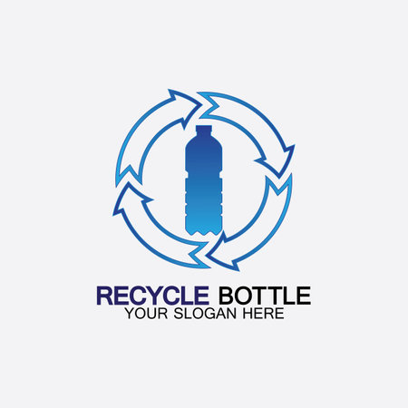 Recycle plastic bottle logo icon vector illustration design.Bottle with recycle symbol. Plastic recycling symbol flat icon-vector illustrationのイラスト素材