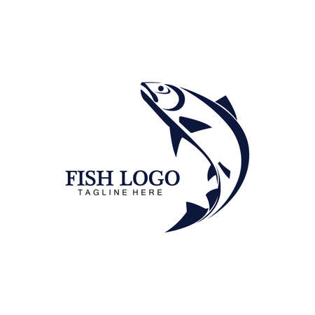 Fish abstract icon design logo template,Creative vector symbol of fishing club or online shop.のイラスト素材