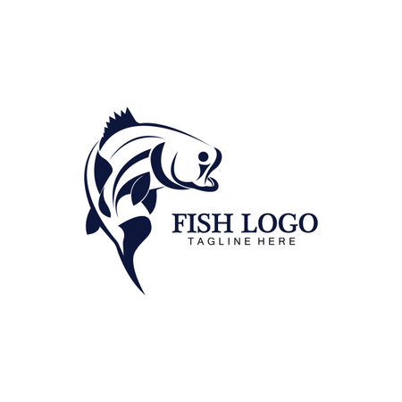 Fish abstract icon design logo template,Creative vector symbol of fishing club or online shop.のイラスト素材