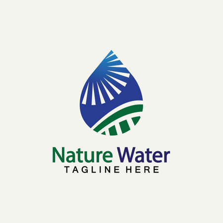 Nature Water logo vector icon illustration design template.Ecology logo.Water Drop Leaf Logo.Water Drop Design Template vector illustrationのイラスト素材