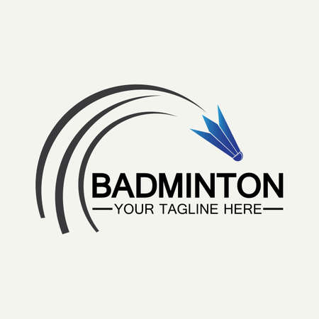 Badminton Logo vector icon illustration design template.Badminton Shuttlecock icon logo.Badminton sport logo template vector. Sport club logo conceptのイラスト素材