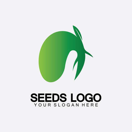 Plant Seeds Logo Concept Template Vector.growing seed logo.Seed grow Vector logo illustration design templateのイラスト素材