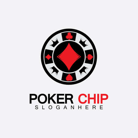 Casino chip icon, poker chip vector icon logo,Casino chips for poker or roulette.Vector illustration isolated on white background.のイラスト素材