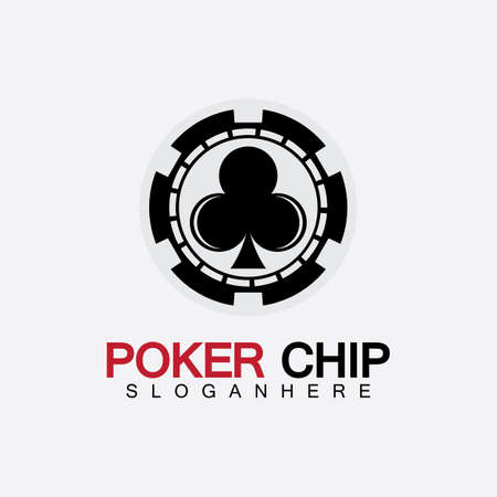 Casino chip icon, poker chip vector icon logo,Casino chips for poker or roulette.Vector illustration isolated on white background.のイラスト素材