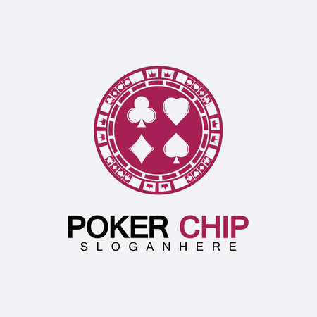 Casino chip icon, poker chip vector icon logo,Casino chips for poker or roulette.Vector illustration isolated on white background.のイラスト素材