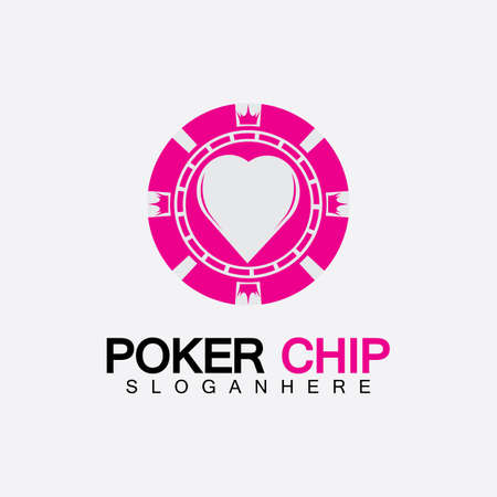Casino chip icon, poker chip vector icon logo,Casino chips for poker or roulette.Vector illustration isolated on white background.のイラスト素材