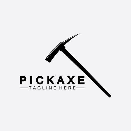 Pickaxe Logo Vector icon symbol illustration Design template, Mining Concept With Silhouette,Mining...