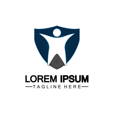 People shield icon.Life Insurance logo, protect human or insurance concept logo vector illustration design isolated on white backgroundのイラスト素材