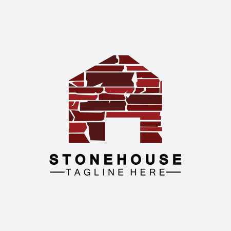 Stone house hipster vintage logo vector icon illustration design,brick house logo vector illustration design templateのイラスト素材