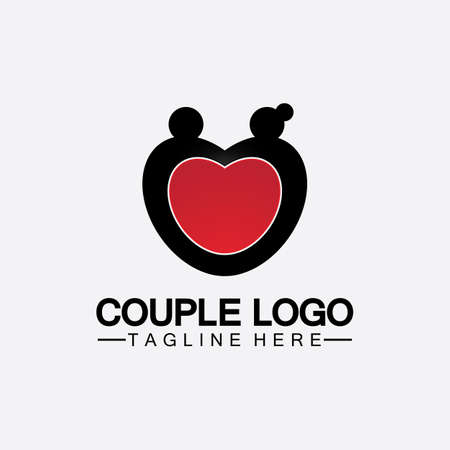 people with love couple vector logo icon  symbol vector. This also represents married couple, husband & wife, bride and bridegroom, live-in partners, lovers, romantic couple, pairのイラスト素材