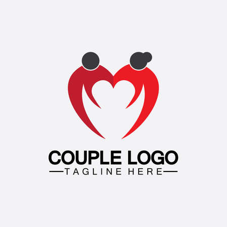 people with love couple vector logo icon  symbol vector. This also represents married couple, husband & wife, bride and bridegroom, live-in partners, lovers, romantic couple, pairのイラスト素材