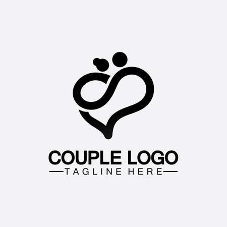 people with love couple vector logo icon  symbol vector. This also represents married couple, husband & wife, bride and bridegroom, live-in partners, lovers, romantic couple, pairのイラスト素材