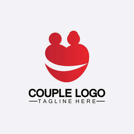 people with love couple vector logo icon  symbol vector. This also represents married couple, husband & wife, bride and bridegroom, live-in partners, lovers, romantic couple, pairのイラスト素材