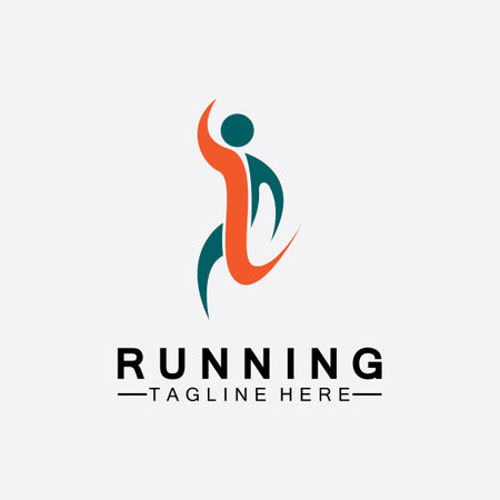 Running people logo symbol vector illustration design.Healthy running marathon athletes sprinting vector logoのイラスト素材