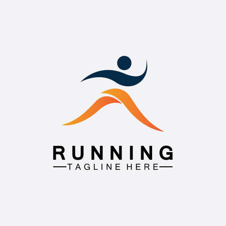 Running people logo symbol vector illustration design.Healthy running marathon athletes sprinting vector logoのイラスト素材