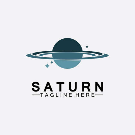 Planet Saturn logo vector illustration design. Planet logo template. Space logo vectorのイラスト素材
