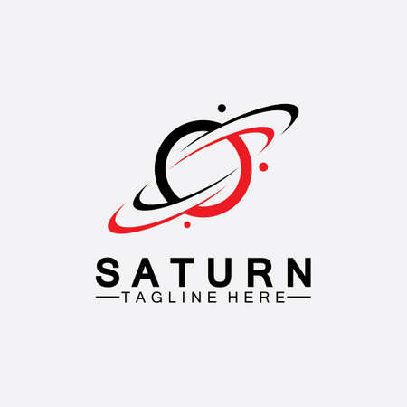 Planet Saturn logo vector illustration design. Planet logo template. Space logo vectorのイラスト素材