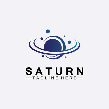 Planet Saturn logo vector illustration design. Planet logo template. Space logo vectorのイラスト素材