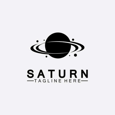 Planet Saturn logo vector illustration design. Planet logo template. Space logo vectorのイラスト素材