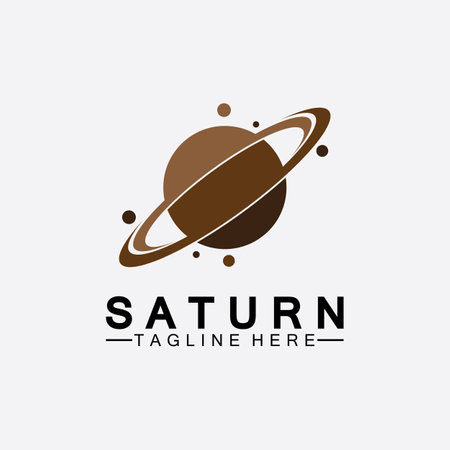 Planet Saturn logo vector illustration design. Planet logo template. Space logo vectorのイラスト素材