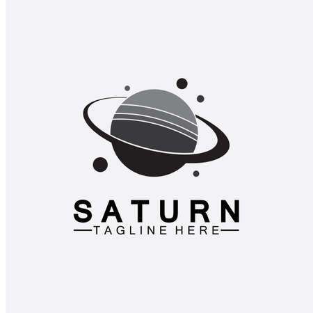 Planet Saturn logo vector illustration design. Planet logo template. Space logo vectorのイラスト素材