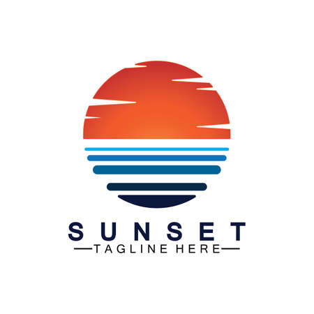 Sunset beach logo  symbol vector illustration design template.のイラスト素材
