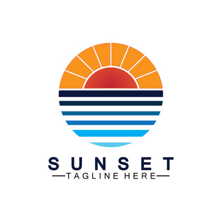 Sunset beach logo  symbol vector illustration design template.のイラスト素材