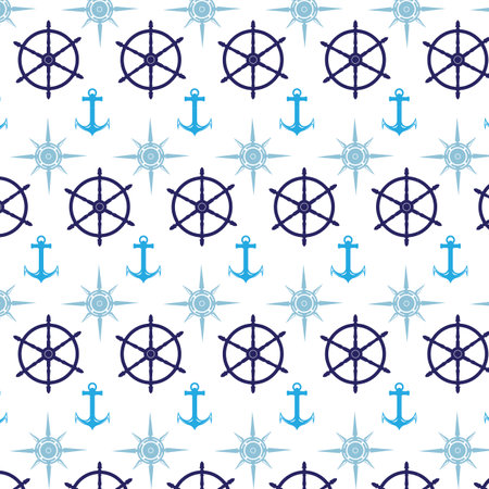 Nautical or marine seamless patterns background, Nautical Pattern Vector Art,icon & Graphicsのイラスト素材