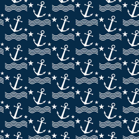 Nautical or marine seamless patterns background, Nautical Pattern Vector Art,icon & Graphicsのイラスト素材