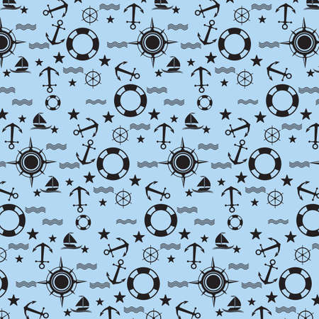 Nautical or marine seamless patterns background, Nautical Pattern Vector Art,icon & Graphicsのイラスト素材