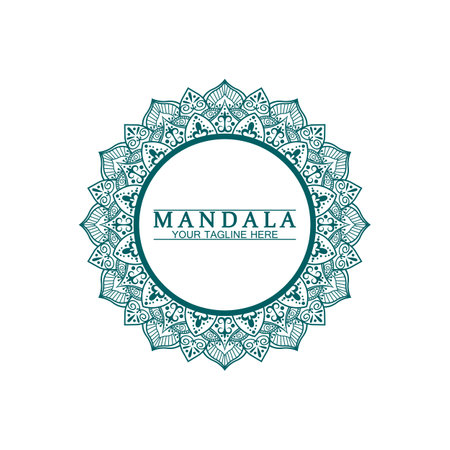Circle pattern petal Flower Mandala Vector logo template illustration. Colorful template for spiritual retreat or yoga studio,Ornamental business cards,vintage luxury, ornamental decorationのイラスト素材