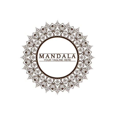 Circle pattern petal Flower Mandala Vector logo template illustration. Colorful template for spiritual retreat or yoga studio,Ornamental business cards,vintage luxury, ornamental decorationのイラスト素材