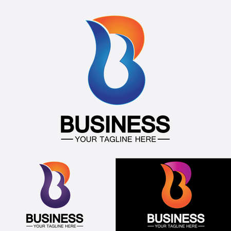 Abstract letter b logo vector. B logo symbol icon design template.のイラスト素材