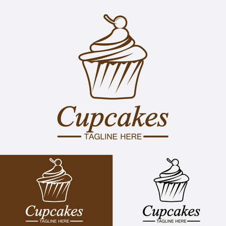 Cupcake Logo design vector template. Cupcakes bakery icon.のイラスト素材