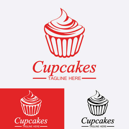 Cupcake Logo design vector template. Cupcakes bakery icon.のイラスト素材
