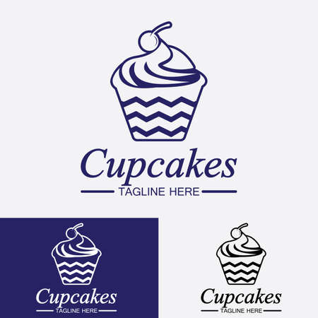 Cupcake Logo design vector template. Cupcakes bakery icon.のイラスト素材