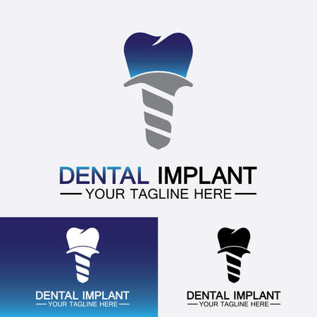 Dental implant logo vector  designs concept,  Dental Clinic &Care logo templateのイラスト素材