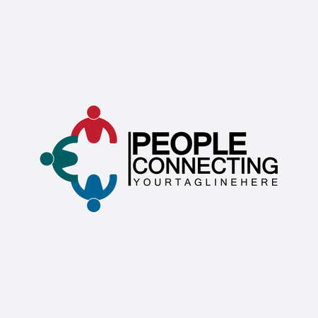 Abstract Initial Letter C Connecting People Logo Vector  Design Templateのイラスト素材