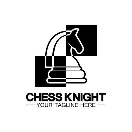 Black Chess Knight Horse silhouette logo design vector templateのイラスト素材