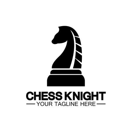 Black Chess Knight Horse silhouette logo design vector templateのイラスト素材