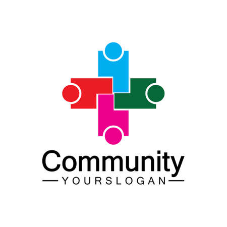Community Logo Design Template for Teams or Groups.network and social icon designのイラスト素材