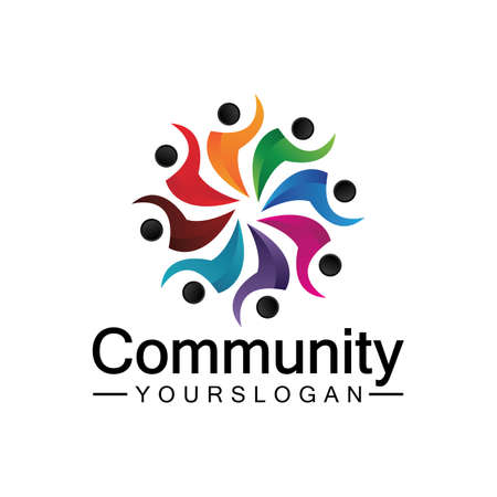 Community Logo Design Template for Teams or Groups.network and social icon designのイラスト素材