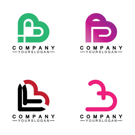 Initial letter B love heart logo designのイラスト素材