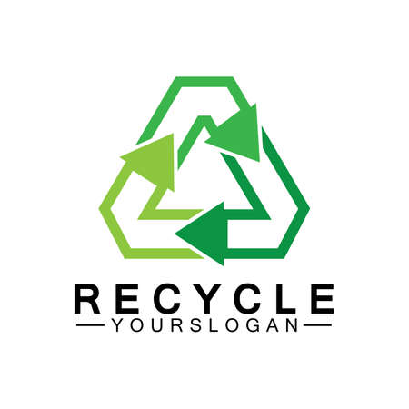 green arrow recycle logo vector icon templateのイラスト素材