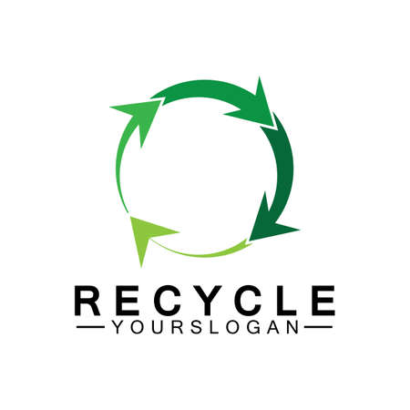 green arrow recycle logo vector icon templateのイラスト素材