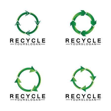 green arrow recycle logo vector icon templateのイラスト素材