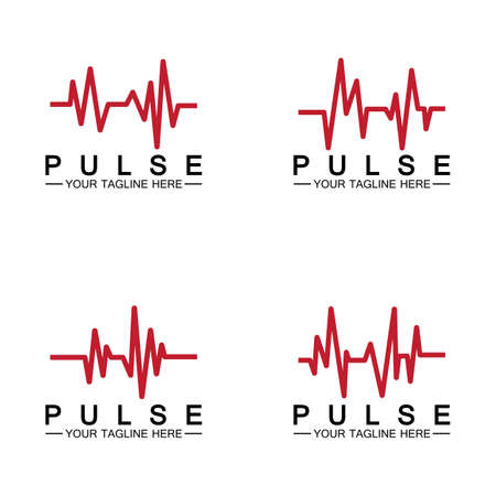 Red pulse line logo vector icon designのイラスト素材