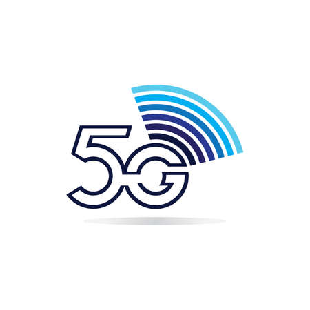 5G network logo. Logo network 5G connection. Number 5 and G letter.のイラスト素材
